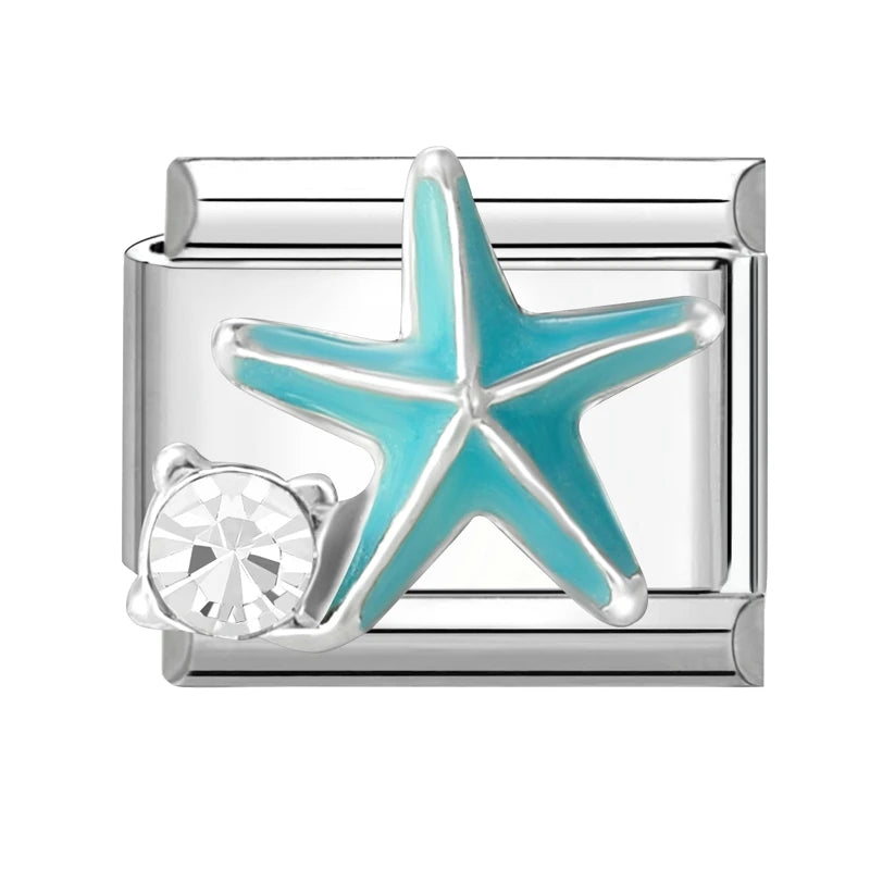 Shiny Zircon Butterfly & Heart Charm — Romantic 9MM Italian Link for Women’s DIY Stainless Steel Bracelets