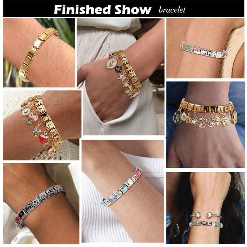 Colorful Word Charms — “Have Fun”, “Power”, “Lucky”, “Be Mine”  9MM Italian Links for Unisex DIY Bracelets