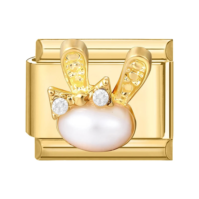 Y2K Golden Flower & Bow Charm — Romantic Pendant for 9MM Italian Link Bracelets  DIY Jewelry for Women