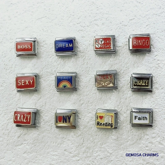 GEMOSA Glazed Italian Charm — Bold & Lucky Link for 9MM Bracelets  Trendy DIY Stainless Steel Jewelry