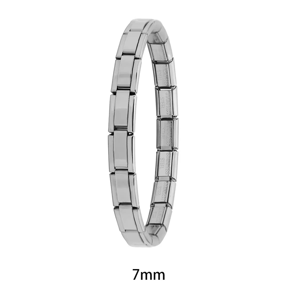 Hapiship 9MM Italian Elastic Charm Bracelet — Sleek Stainless Steel Bangle for Unisex DIY Jewelry