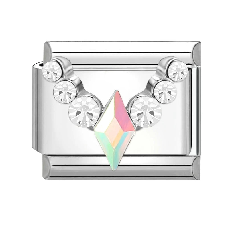 Shiny Zircon Butterfly & Heart Charm — Romantic 9MM Italian Link for Women’s DIY Stainless Steel Bracelets