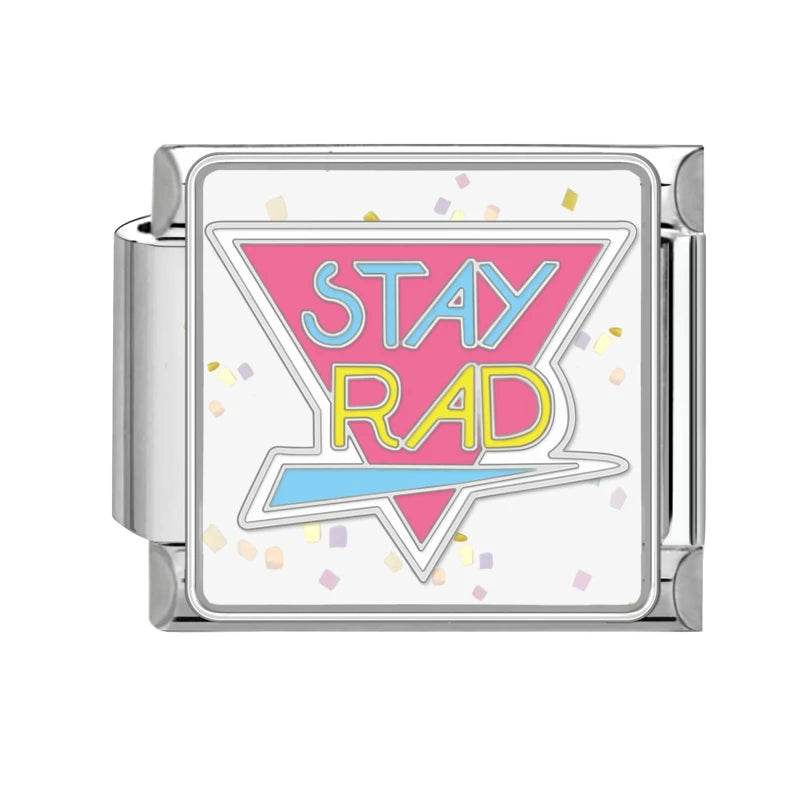 Colorful Word Charms — “Have Fun”, “Power”, “Lucky”, “Be Mine”  9MM Italian Links for Unisex DIY Bracelets