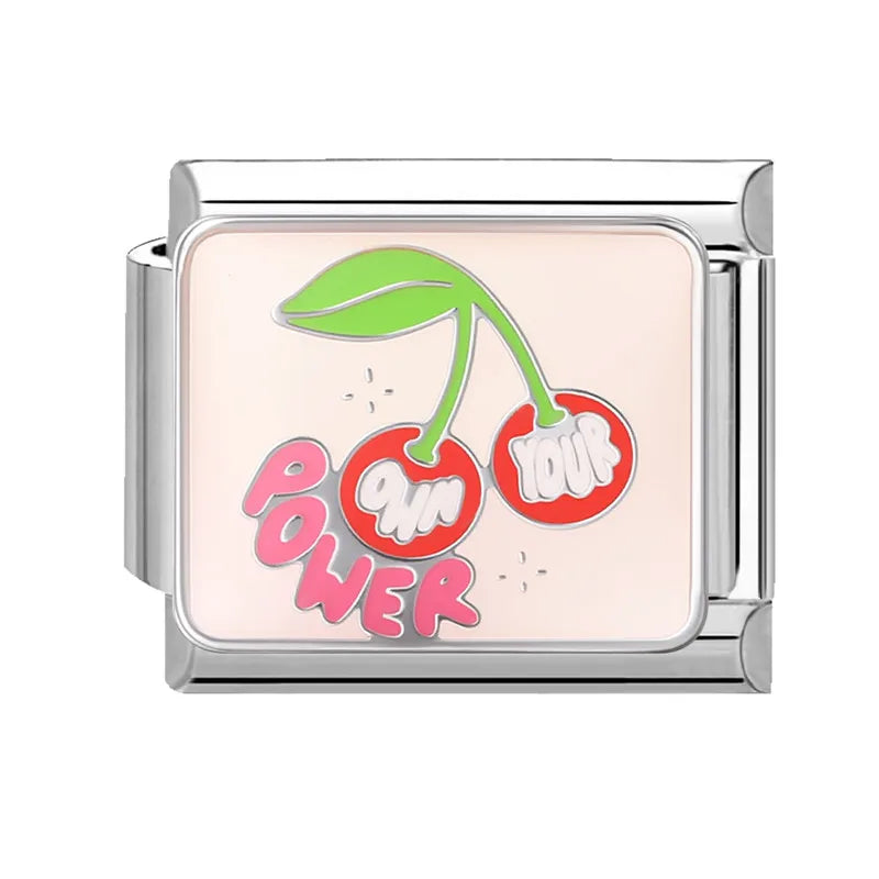 Colorful Word Charms — “Have Fun”, “Power”, “Lucky”, “Be Mine”  9MM Italian Links for Unisex DIY Bracelets