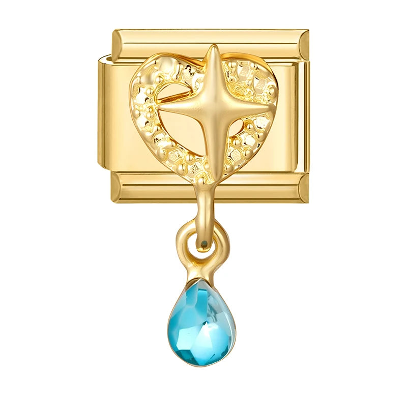 Y2K Golden Flower & Bow Charm — Romantic Pendant for 9MM Italian Link Bracelets  DIY Jewelry for Women