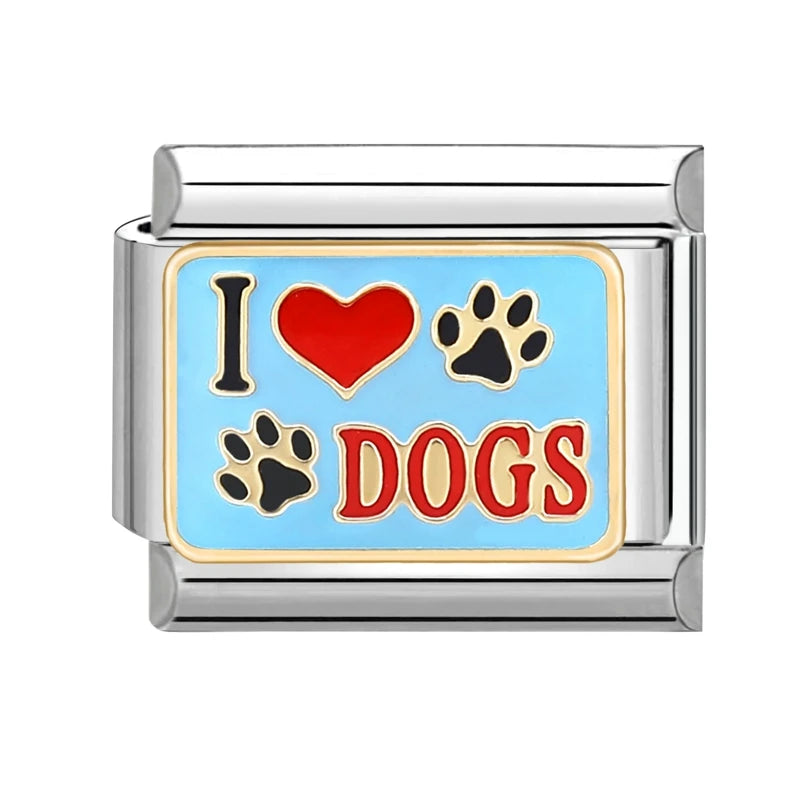 LOVE & Nature Charm Set — 9MM Italian Links with Heart, Daisy, Dog & Planet Motifs  Trendy DIY Bracelet for Women