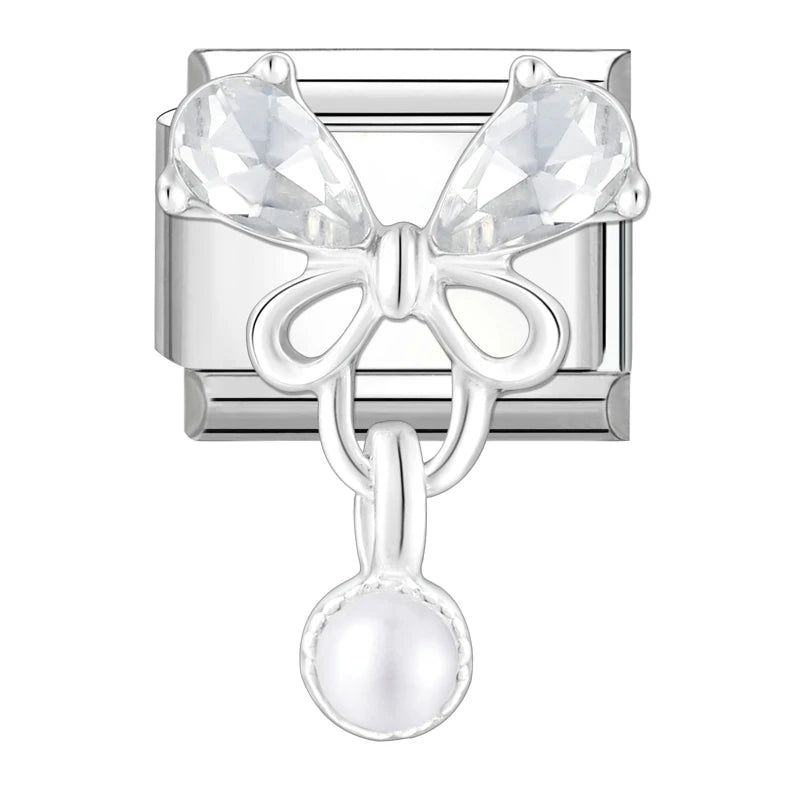 Shiny Zircon Butterfly & Heart Charm — Romantic 9MM Italian Link for Women’s DIY Stainless Steel Bracelets