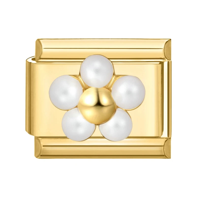 Y2K Golden Flower & Bow Charm — Romantic Pendant for 9MM Italian Link Bracelets  DIY Jewelry for Women