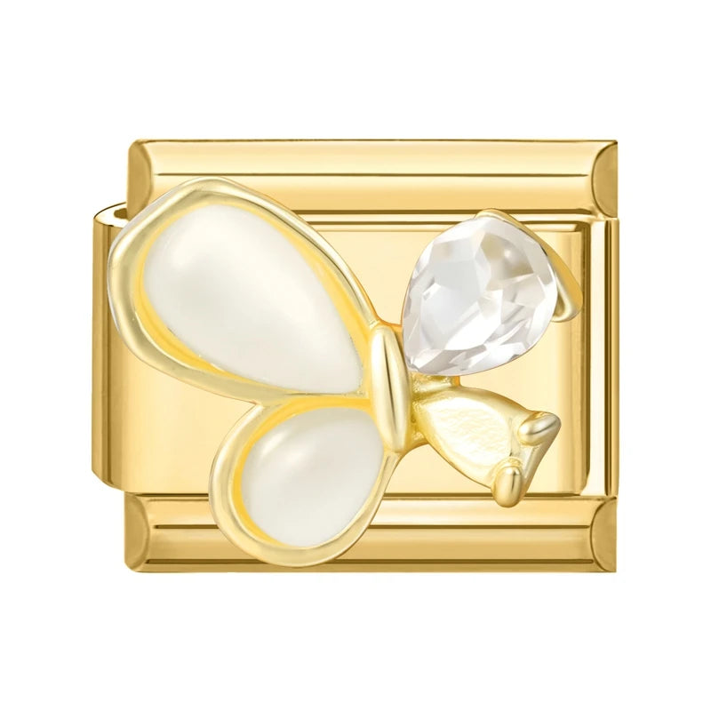 Y2K Golden Flower & Bow Charm — Romantic Pendant for 9MM Italian Link Bracelets  DIY Jewelry for Women