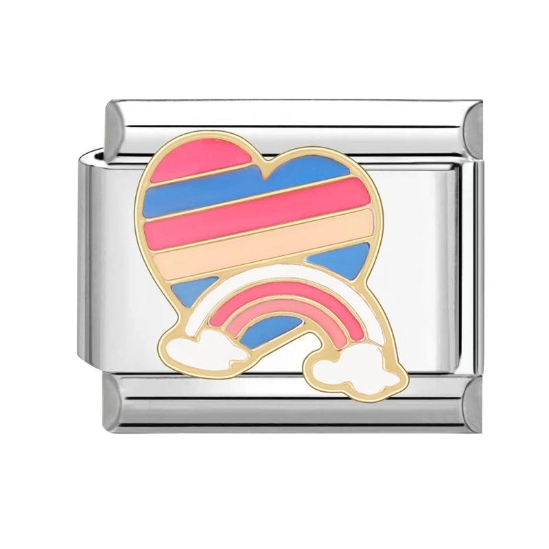 LOVE & Nature Charm Set — 9MM Italian Links with Heart, Daisy, Dog & Planet Motifs  Trendy DIY Bracelet for Women