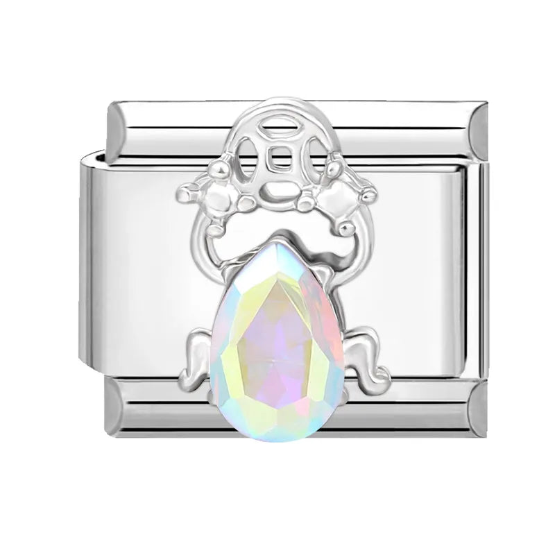 Shiny Zircon Butterfly & Heart Charm — Romantic 9MM Italian Link for Women’s DIY Stainless Steel Bracelets