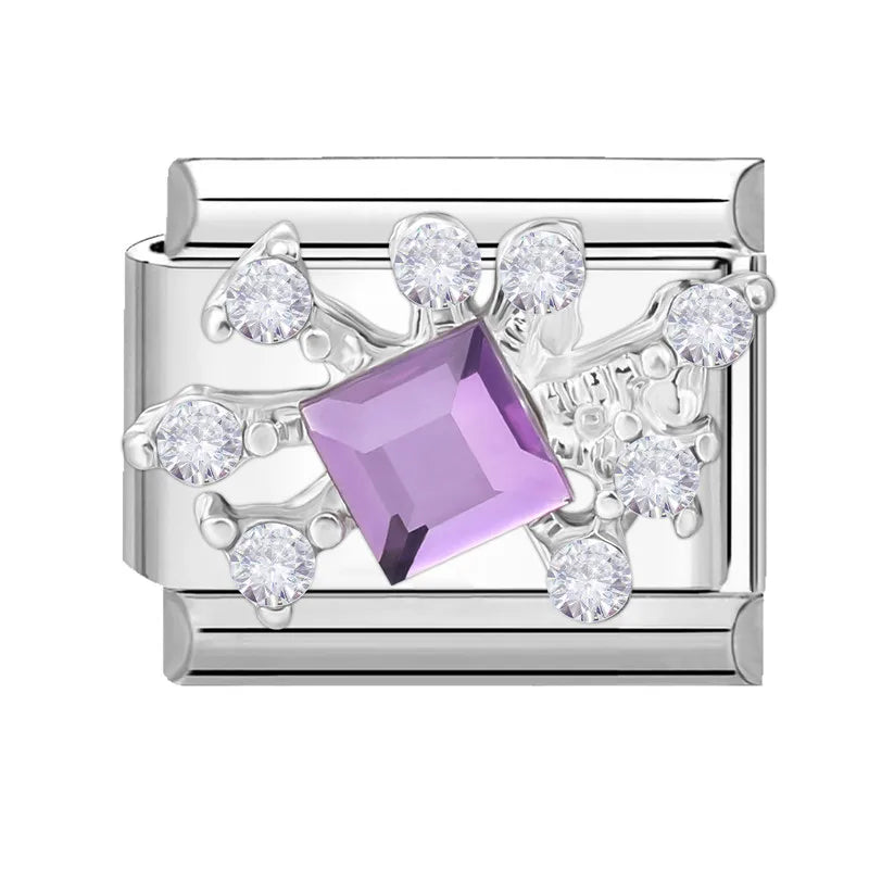 Shiny Zircon Butterfly & Heart Charm — Romantic 9MM Italian Link for Women’s DIY Stainless Steel Bracelets