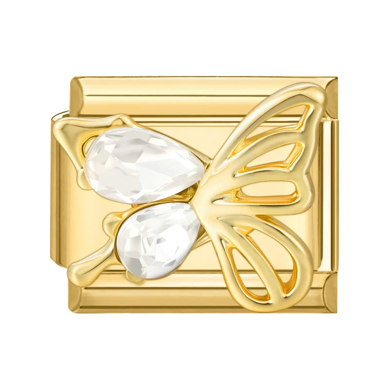 Y2K Golden Flower & Bow Charm — Romantic Pendant for 9MM Italian Link Bracelets  DIY Jewelry for Women