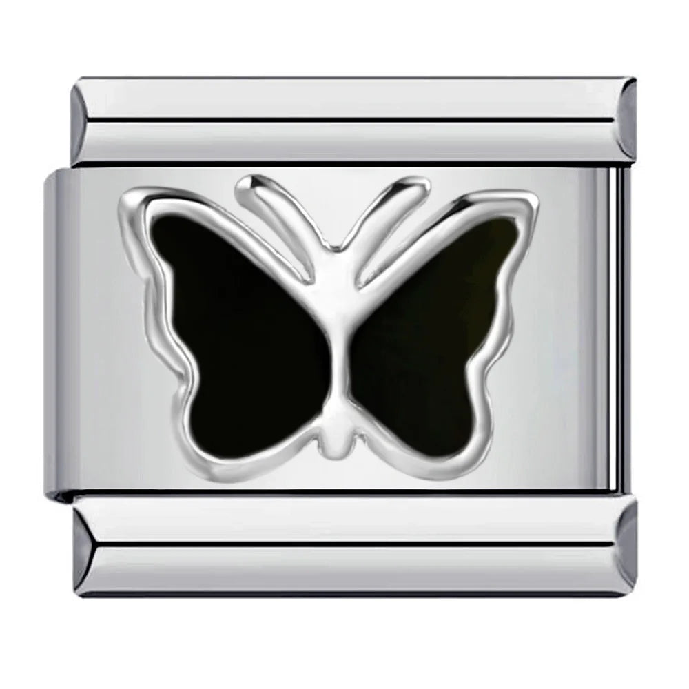 Black Series Simplicity Charms — 9MM Italian Links with Butterfly, Star, Heart & More  Trendy DIY Stainless Steel Jewelry