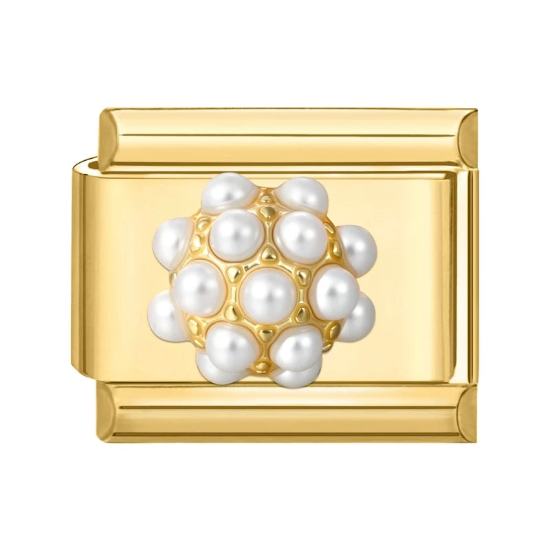 Y2K Golden Flower & Bow Charm — Romantic Pendant for 9MM Italian Link Bracelets  DIY Jewelry for Women