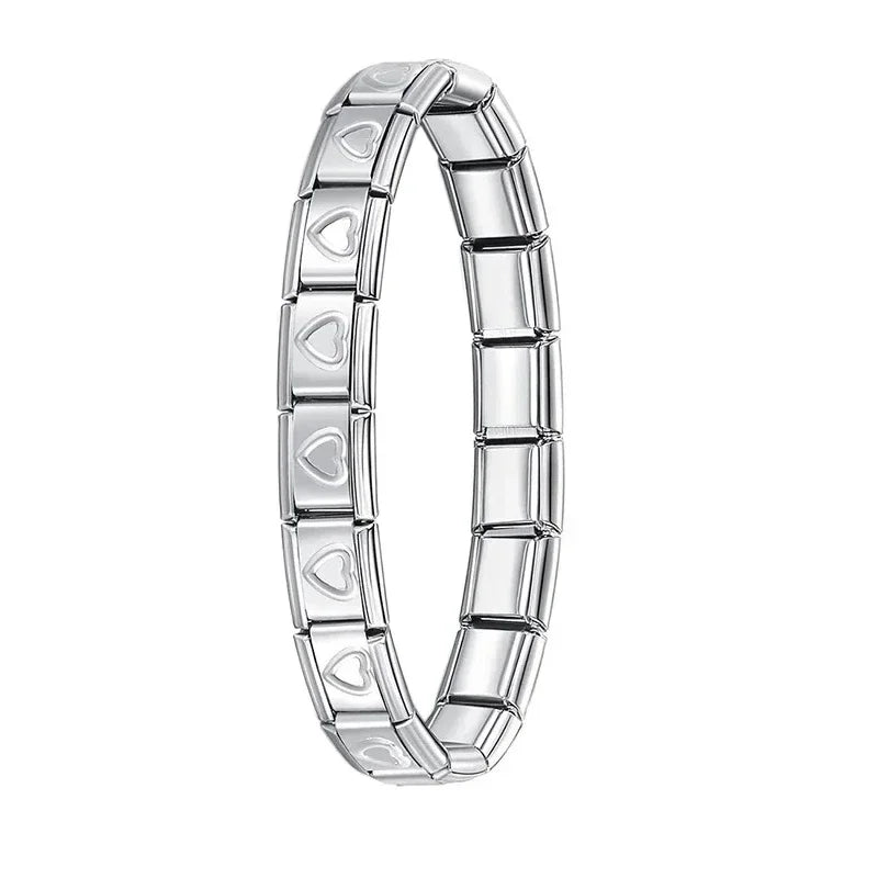 Hapiship 9MM Italian Elastic Charm Bracelet — Sleek Stainless Steel Bangle for Unisex DIY Jewelry