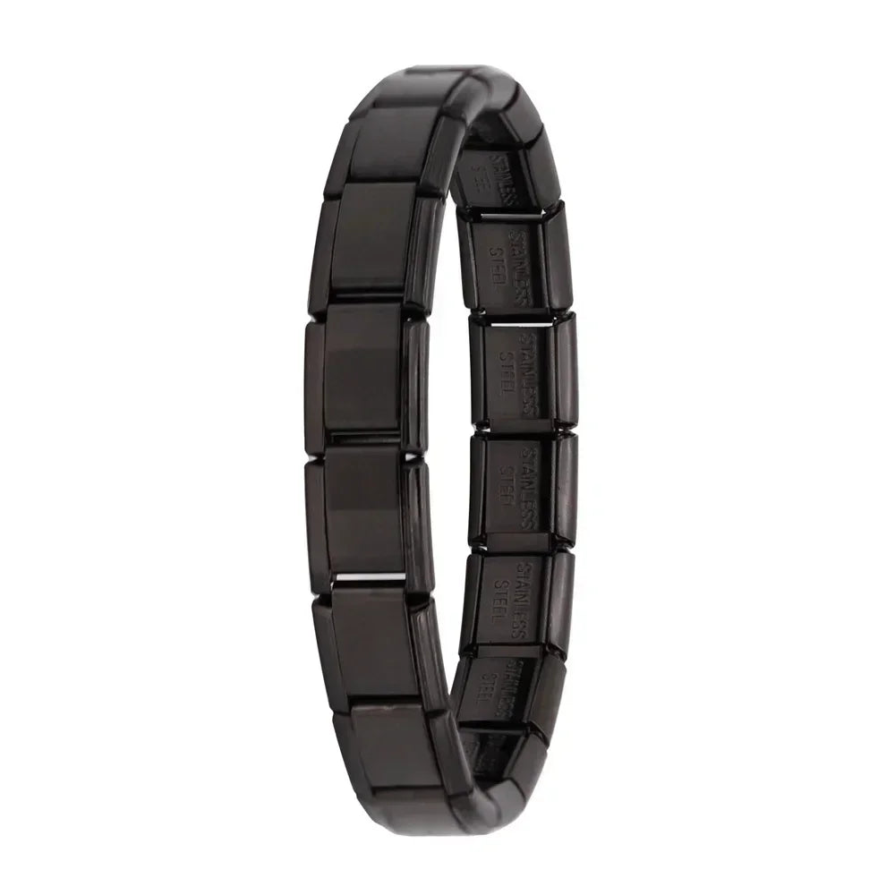 Hapiship 9MM Italian Elastic Charm Bracelet — Sleek Stainless Steel Bangle for Unisex DIY Jewelry