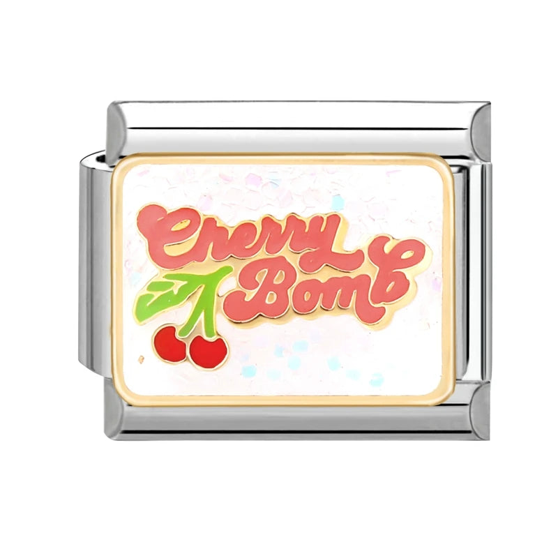 Colorful Word Charms — “Have Fun”, “Power”, “Lucky”, “Be Mine”  9MM Italian Links for Unisex DIY Bracelets