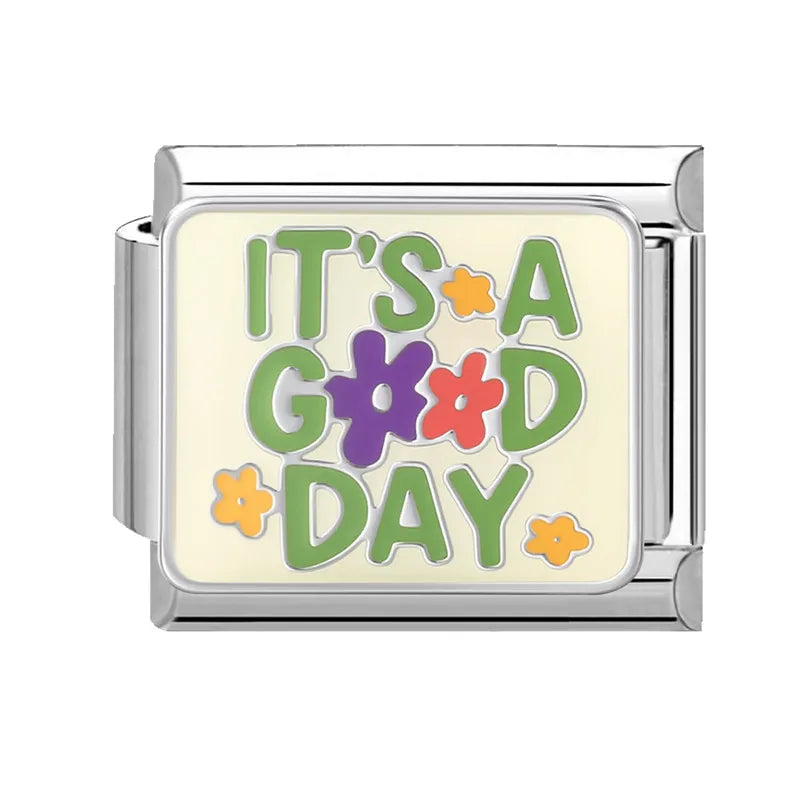 Colorful Word Charms — “Have Fun”, “Power”, “Lucky”, “Be Mine”  9MM Italian Links for Unisex DIY Bracelets