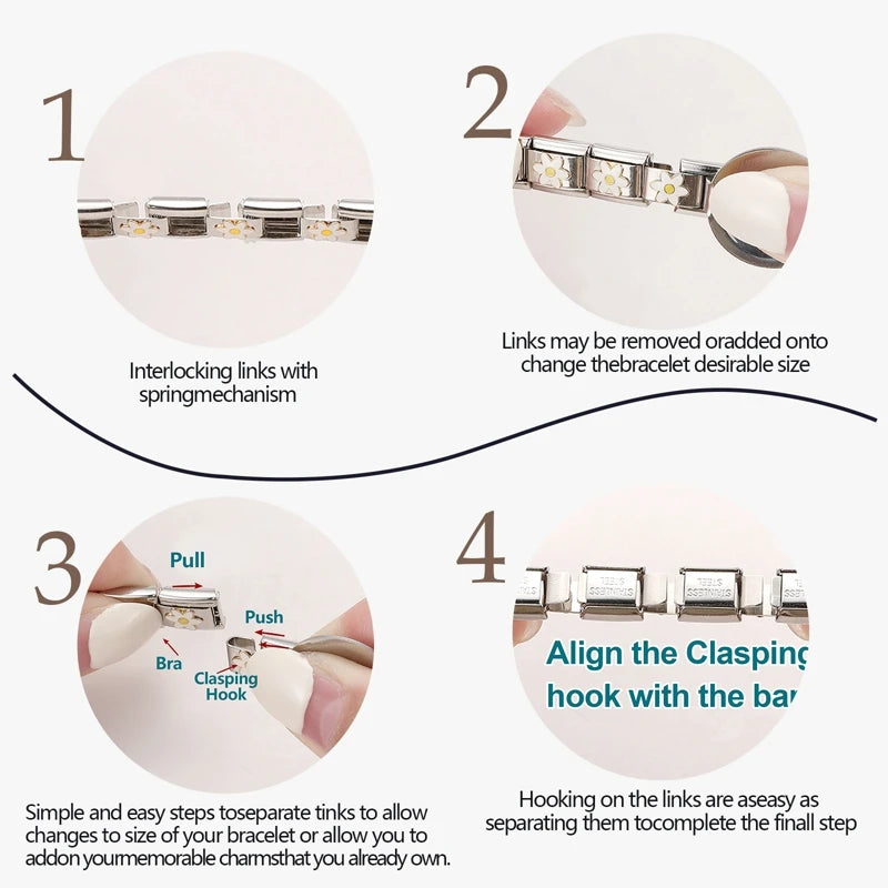 Shiny Zircon Butterfly & Heart Charm — Romantic 9MM Italian Link for Women’s DIY Stainless Steel Bracelets