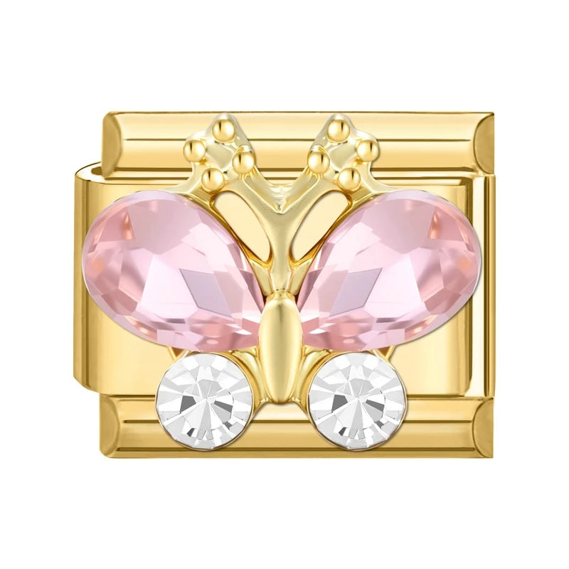 Y2K Golden Flower & Bow Charm — Romantic Pendant for 9MM Italian Link Bracelets  DIY Jewelry for Women