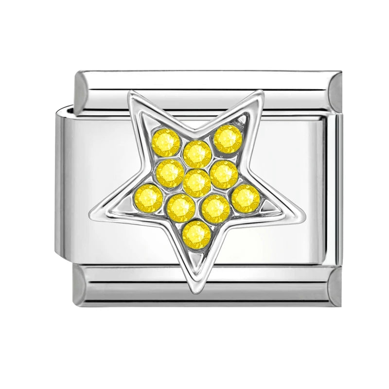 Shiny Zircon Butterfly & Heart Charm — Romantic 9MM Italian Link for Women’s DIY Stainless Steel Bracelets