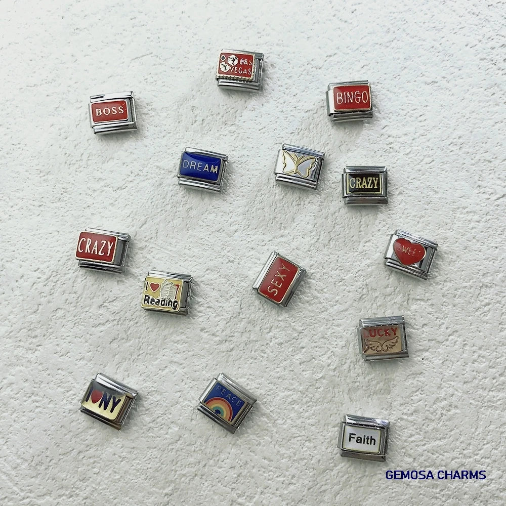 GEMOSA Glazed Italian Charm — Bold & Lucky Link for 9MM Bracelets  Trendy DIY Stainless Steel Jewelry