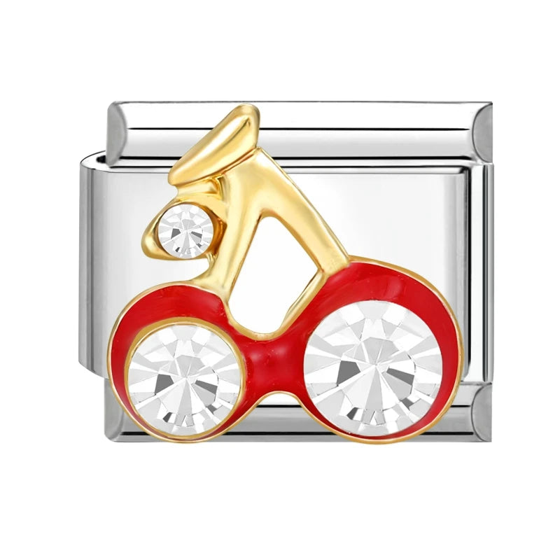 Shiny Zircon Butterfly & Heart Charm — Romantic 9MM Italian Link for Women’s DIY Stainless Steel Bracelets