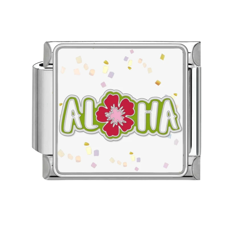 Colorful Word Charms — “Have Fun”, “Power”, “Lucky”, “Be Mine”  9MM Italian Links for Unisex DIY Bracelets