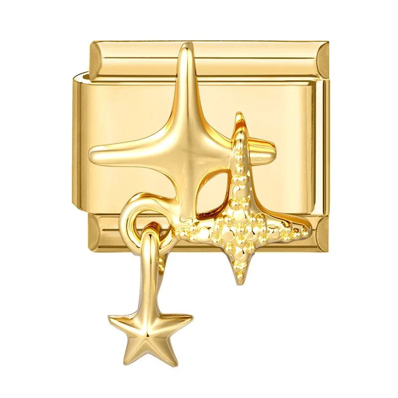 Y2K Golden Flower & Bow Charm — Romantic Pendant for 9MM Italian Link Bracelets  DIY Jewelry for Women