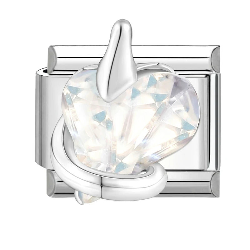 Shiny Zircon Butterfly & Heart Charm — Romantic 9MM Italian Link for Women’s DIY Stainless Steel Bracelets