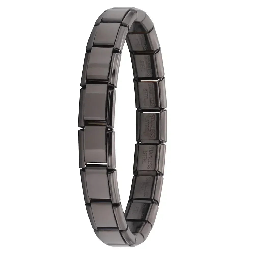 Hapiship 9MM Italian Elastic Charm Bracelet — Sleek Stainless Steel Bangle for Unisex DIY Jewelry