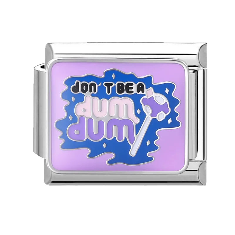 Colorful Word Charms — “Have Fun”, “Power”, “Lucky”, “Be Mine”  9MM Italian Links for Unisex DIY Bracelets