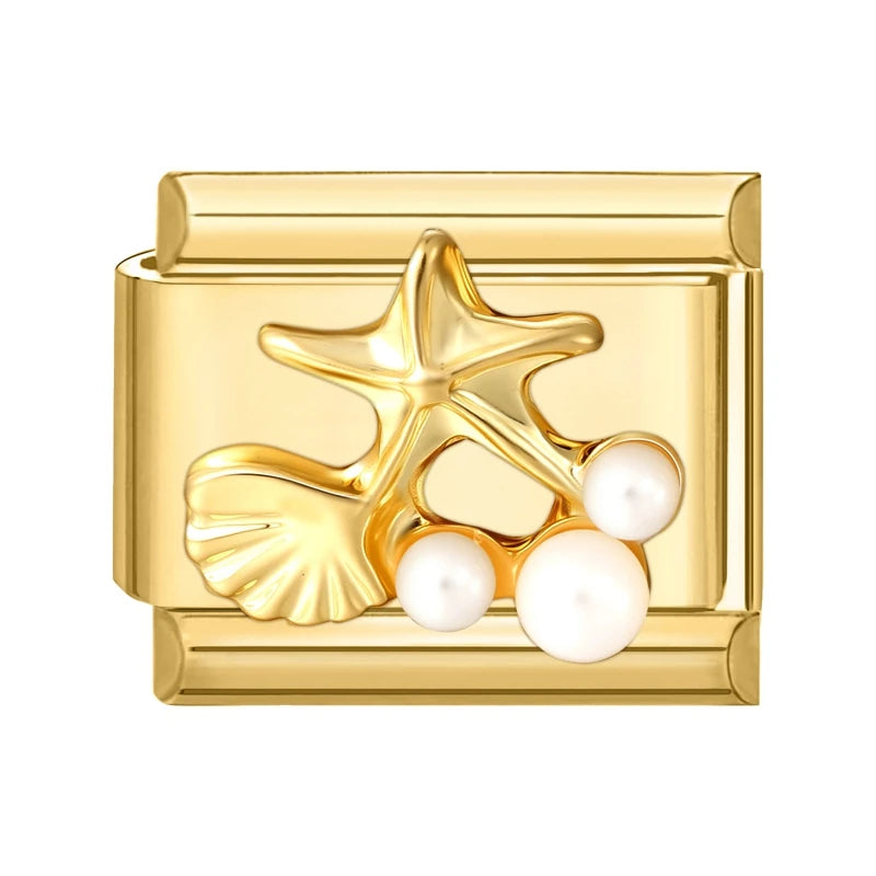 Y2K Golden Flower & Bow Charm — Romantic Pendant for 9MM Italian Link Bracelets  DIY Jewelry for Women