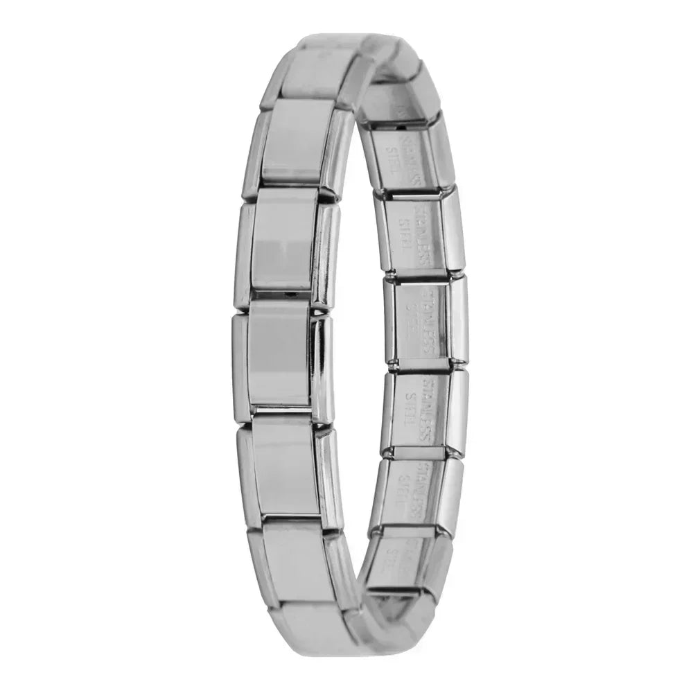 Hapiship 9MM Italian Elastic Charm Bracelet — Sleek Stainless Steel Bangle for Unisex DIY Jewelry