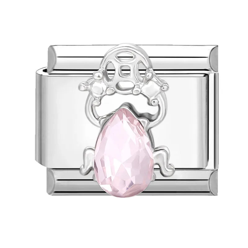 Shiny Zircon Butterfly & Heart Charm — Romantic 9MM Italian Link for Women’s DIY Stainless Steel Bracelets