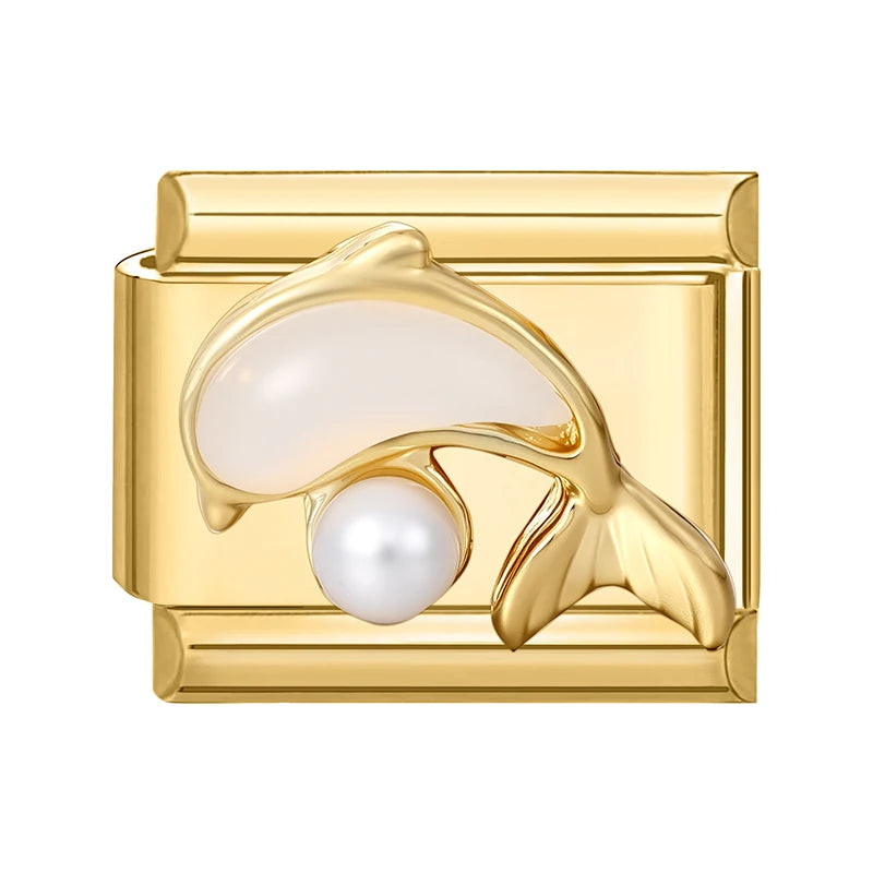 Y2K Golden Flower & Bow Charm — Romantic Pendant for 9MM Italian Link Bracelets  DIY Jewelry for Women