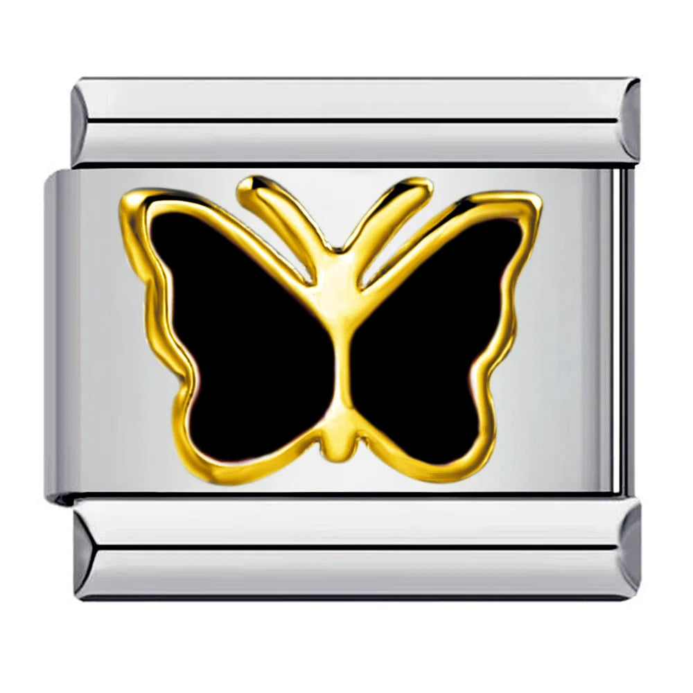 Black Series Simplicity Charms — 9MM Italian Links with Butterfly, Star, Heart & More  Trendy DIY Stainless Steel Jewelry