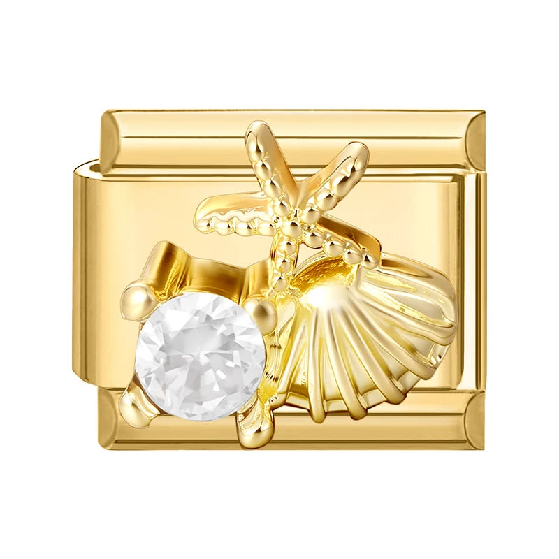 Y2K Golden Flower & Bow Charm — Romantic Pendant for 9MM Italian Link Bracelets  DIY Jewelry for Women