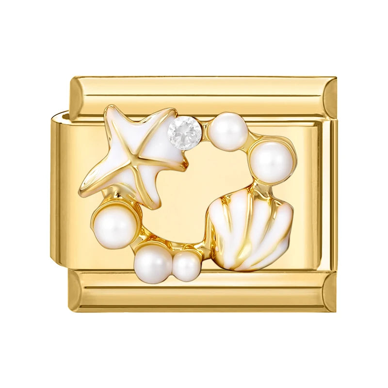 Y2K Golden Flower & Bow Charm — Romantic Pendant for 9MM Italian Link Bracelets  DIY Jewelry for Women