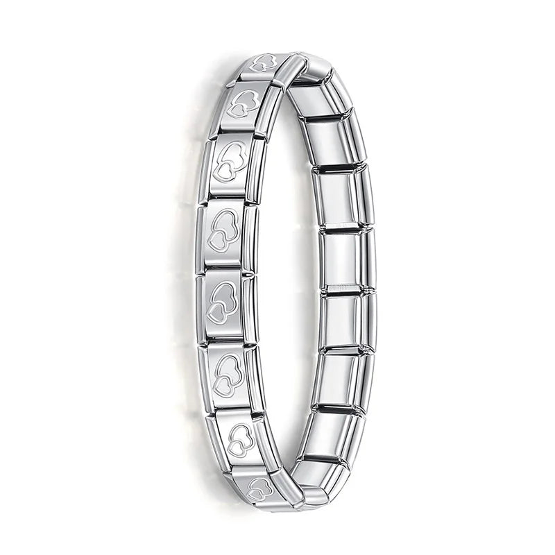 Hapiship 9MM Italian Elastic Charm Bracelet — Sleek Stainless Steel Bangle for Unisex DIY Jewelry