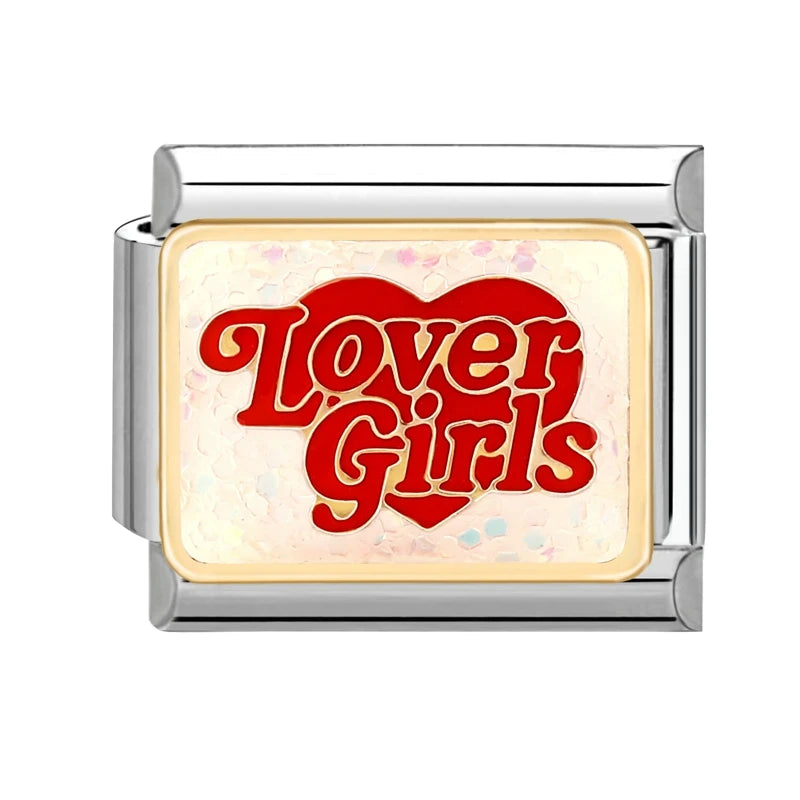 Colorful Word Charms — “Have Fun”, “Power”, “Lucky”, “Be Mine”  9MM Italian Links for Unisex DIY Bracelets