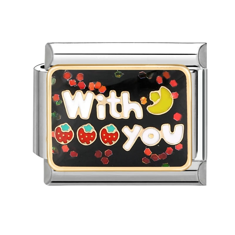 Colorful Word Charms — “Have Fun”, “Power”, “Lucky”, “Be Mine”  9MM Italian Links for Unisex DIY Bracelets