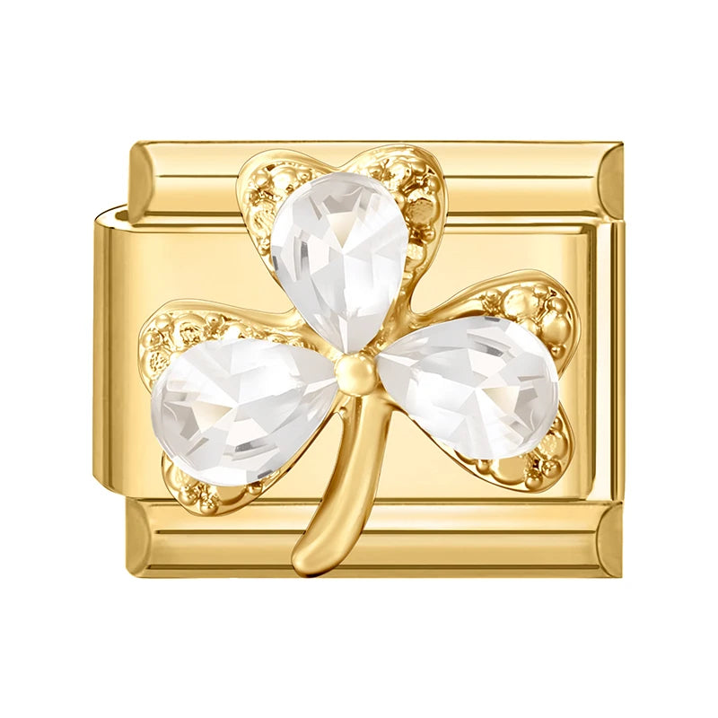 Y2K Golden Flower & Bow Charm — Romantic Pendant for 9MM Italian Link Bracelets  DIY Jewelry for Women