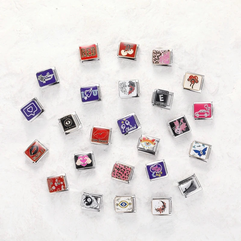 LOVE & Nature Charm Set — 9MM Italian Links with Heart, Daisy, Dog & Planet Motifs  Trendy DIY Bracelet for Women