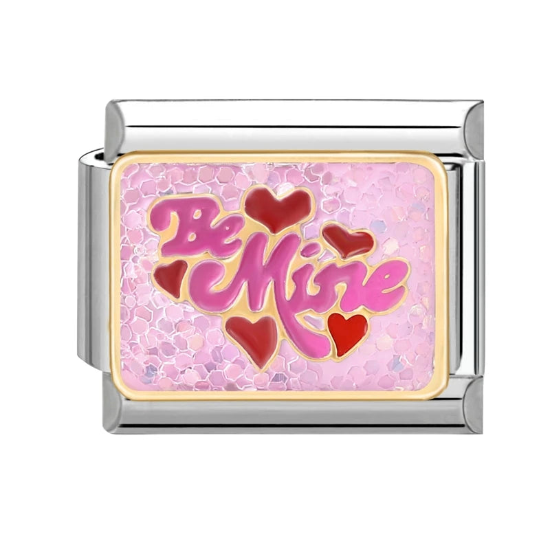 Colorful Word Charms — “Have Fun”, “Power”, “Lucky”, “Be Mine”  9MM Italian Links for Unisex DIY Bracelets