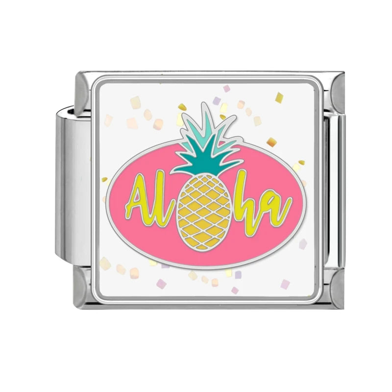 Colorful Word Charms — “Have Fun”, “Power”, “Lucky”, “Be Mine”  9MM Italian Links for Unisex DIY Bracelets