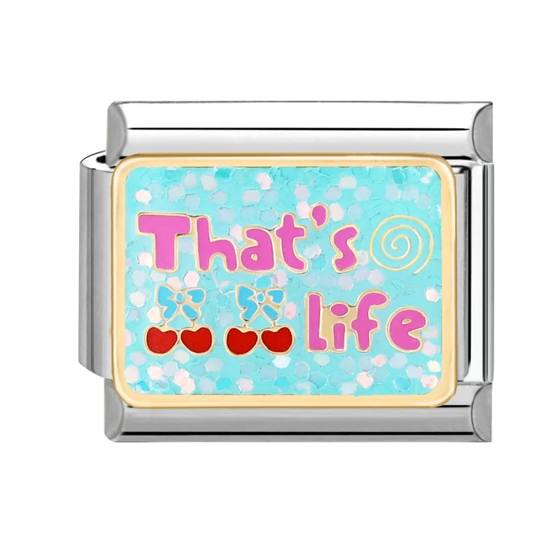 Colorful Word Charms — “Have Fun”, “Power”, “Lucky”, “Be Mine”  9MM Italian Links for Unisex DIY Bracelets