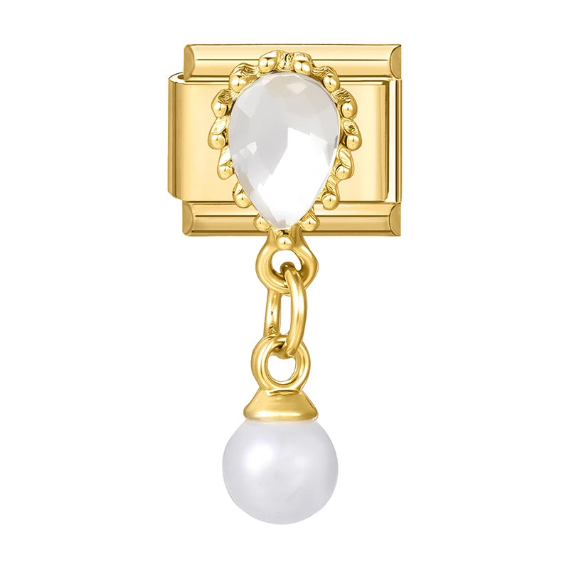 Y2K Golden Flower & Bow Charm — Romantic Pendant for 9MM Italian Link Bracelets  DIY Jewelry for Women