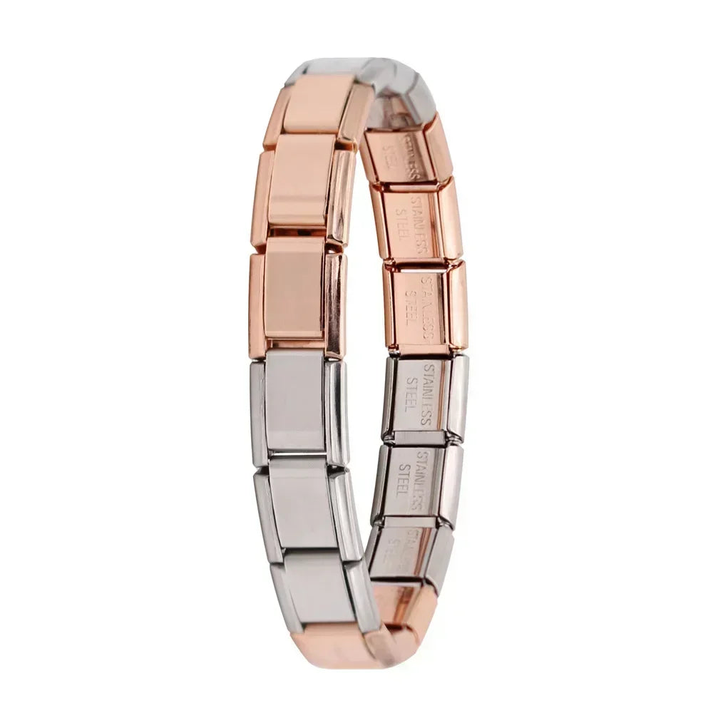 Hapiship 9MM Italian Elastic Charm Bracelet — Sleek Stainless Steel Bangle for Unisex DIY Jewelry